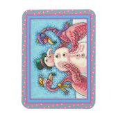 PINK FLAMINGOS MACHEN SNOWMAN, FUNNY CHRISTMAS VÖG MAGNET (Vertikal)