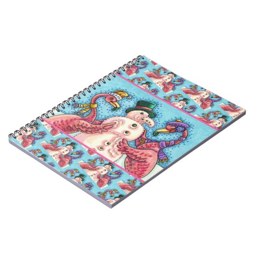 PINK FLAMINGOS MACHEN SNOWMAN, FUNNY CHRISTMAS VÖG NOTIZBLOCK (Linke Seite)