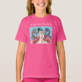 PINK FLAMINGOS MACHEN SNOWMAN, FUNNY CHRISTMAS VÖG T-Shirt (Vorderseite)