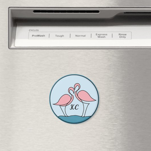 Pink Flamingos Monogram Art oder Foto Kitchen Magnet (In Situ (Geschirrspüler))