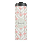 Pink Flamingos Muster mit Ihrem Monogramm Thermosbecher (Vorderseite)