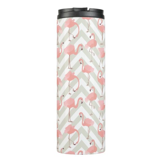 Pink Flamingos Muster mit Ihrem Monogramm Thermosbecher (Rückseite)
