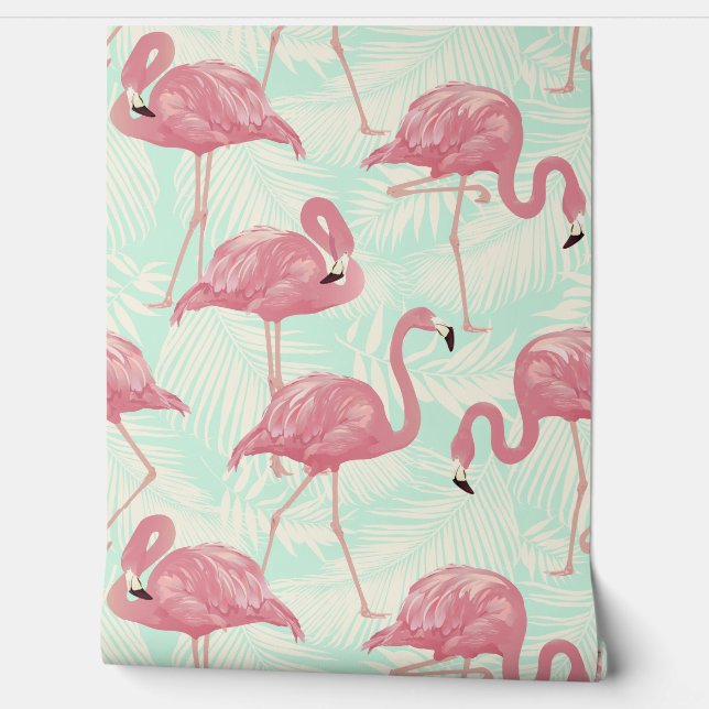 Pink Flamingos Muster Tapete (Abrollen)