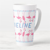 Pink Flamingos Name Template Tall Latte Tasse (Rechte Ecke)