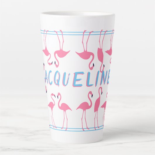 Pink Flamingos Name Template Tall Latte Tasse (Vorderseite)