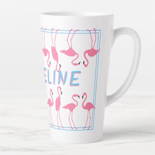 Pink Flamingos Name Template Tall Latte Tasse (Rechts)