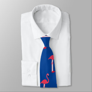 Pink Flamingos Neck Tie in Blue - HAMbWG Krawatte