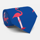 Pink Flamingos Neck Tie in Blue - HAMbWG Krawatte (Gerollt)