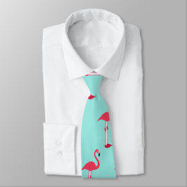 Pink Flamingos Neck Tie in Mint Green - HAMbWG Krawatte