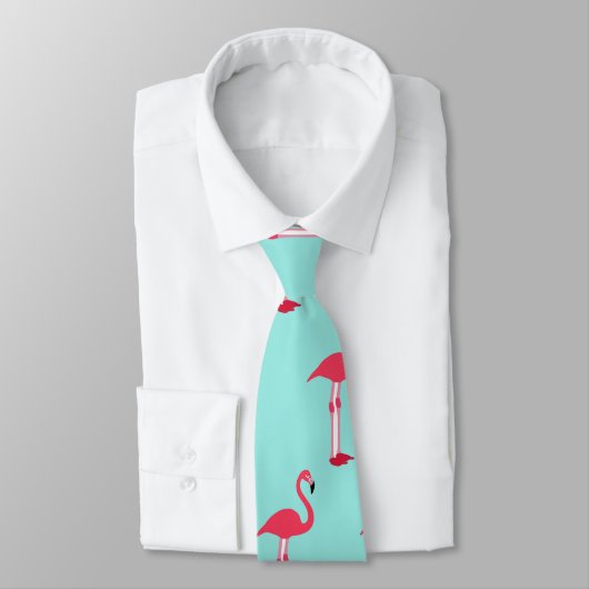 Pink Flamingos Neck Tie in Mint Green - HAMbWG Krawatte (Gebunden)