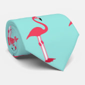 Pink Flamingos Neck Tie in Mint Green - HAMbWG Krawatte (Gerollt)