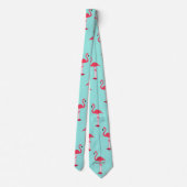 Pink Flamingos Neck Tie in Mint Green - HAMbWG Krawatte (Rückseite)