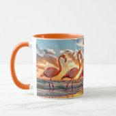Pink Flamingos Ocean Beach Sunset Tasse (Links)