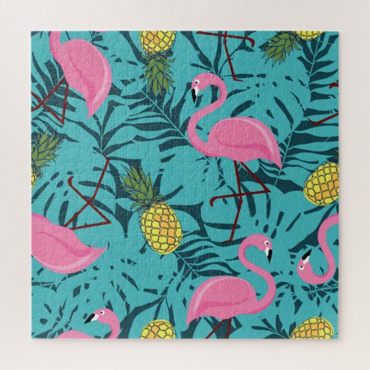 Pink Flamingos Palm: Exotic Hawaii Puzzle (Vertikal)