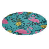 Pink Flamingos Palm: Exotic Hawaii Schneidebrett (Ecke)