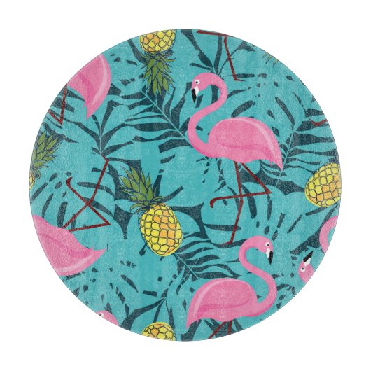 Pink Flamingos Palm: Exotic Hawaii Schneidebrett (Vorderseite)