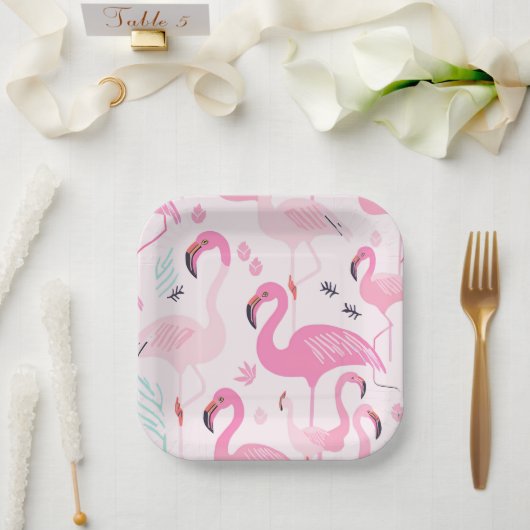 Pink Flamingos Pappteller (Hochzeit)