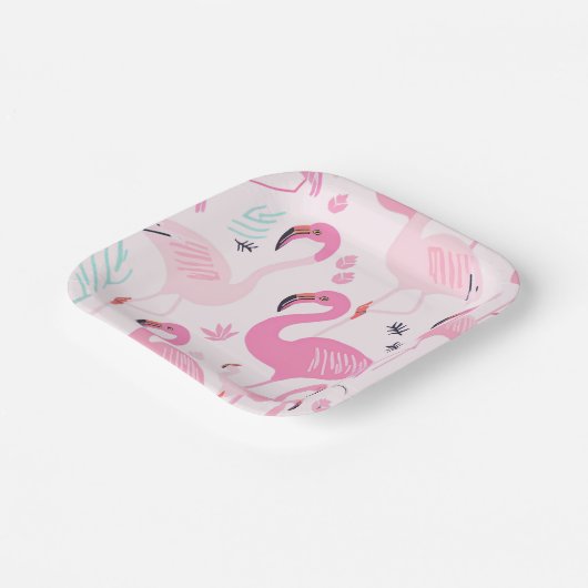 Pink Flamingos Pappteller (Gewinkelt)