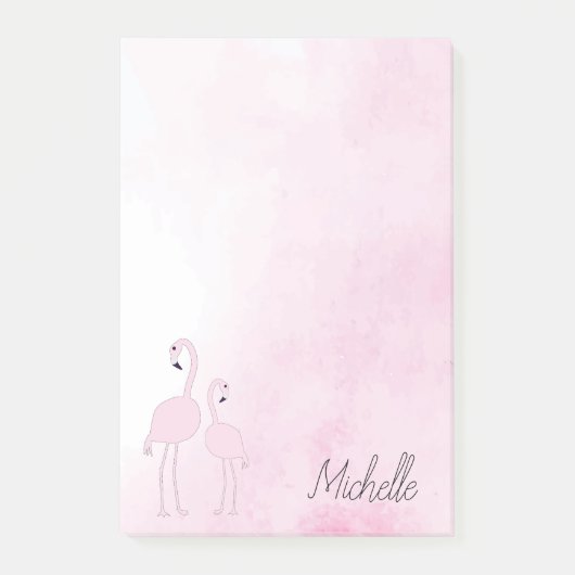 Pink Flamingos Personalisiert Post-it Klebezettel (Vorderseite)