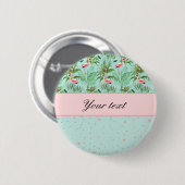 Pink Flamingos Polka Punkte Button (Vorne & Hinten)
