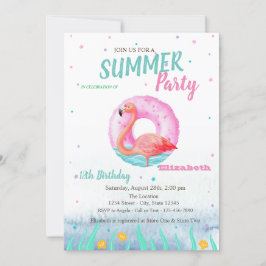Pink Flamingos Pool Float Geburtstagsparty Einladung