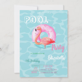 Pink Flamingos Pool Floating Sommer Geburtstagspar Einladung
