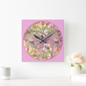 Pink Flamingos Quadratische Wanduhr (Zuhause)