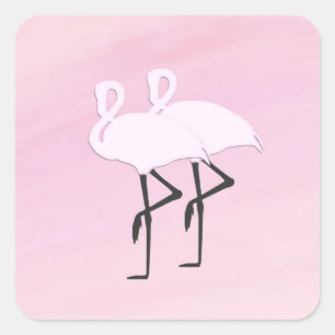 Pink Flamingos Quadratischer Aufkleber