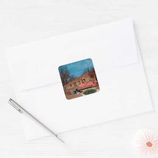 Pink Flamingos Quadratischer Aufkleber (Umschlag)