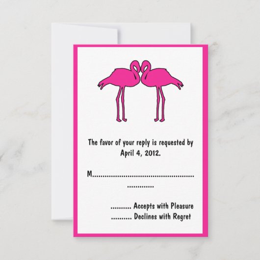 Pink Flamingos Reply Cards RSVP Karte (Vorderseite)