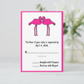 Pink Flamingos Reply Cards RSVP Karte (Stehend Vorderseite)