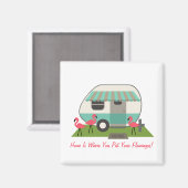 Pink Flamingos & Retro Camper Magnet (Vorderseite/Rückseite)