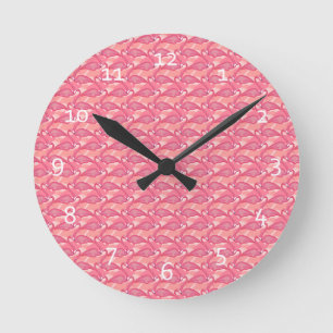 Pink Flamingos Runde Wanduhr