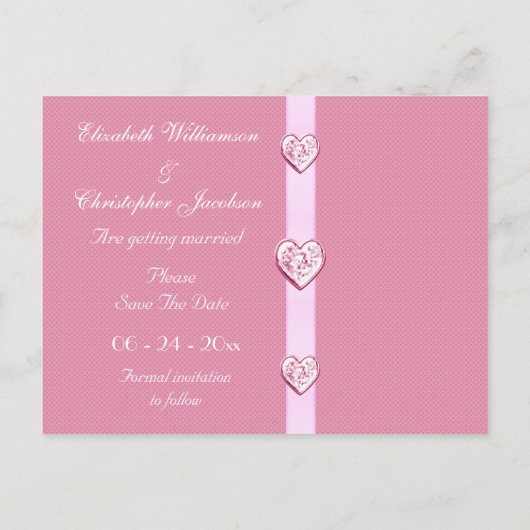 Pink Flamingos Save the Date Hochzeit Ankündigungspostkarte (Rückseite)