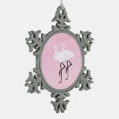 Pink Flamingos Schneeflocken Zinn-Ornament (Links)