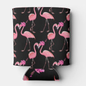Pink Flamingos: Schwarzer Hintergrund Vintag Dosenkühler (Rückseite)