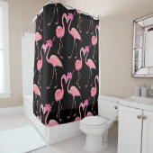Pink Flamingos: Schwarzer Hintergrund Vintag Duschvorhang (Beispiel)
