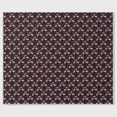 Pink Flamingos: Schwarzer Hintergrund Vintag Geschenkpapier (Flach)