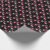 Pink Flamingos: Schwarzer Hintergrund Vintag Geschenkpapier (Ecke)