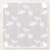 Pink Flamingos: Schwarzer Hintergrund Vintag Glasuntersetzer (Rückseite)