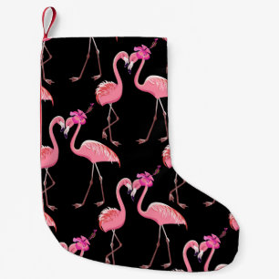 Pink Flamingos: Schwarzer Hintergrund Vintag Kleiner Weihnachtsstrumpf