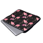 Pink Flamingos: Schwarzer Hintergrund Vintag Laptopschutzhülle (Vorne Knopf)