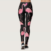 Pink Flamingos: Schwarzer Hintergrund Vintag Leggings (Rückseite)
