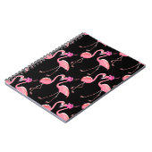 Pink Flamingos: Schwarzer Hintergrund Vintag Notizblock (Linke Seite)