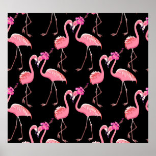 Pink Flamingos: Schwarzer Hintergrund Vintag Poster