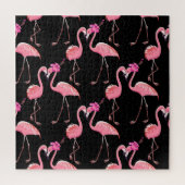 Pink Flamingos: Schwarzer Hintergrund Vintag Puzzle (Vertikal)