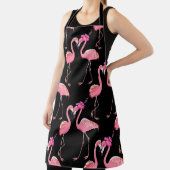 Pink Flamingos: Schwarzer Hintergrund Vintag Schürze (InSitu)