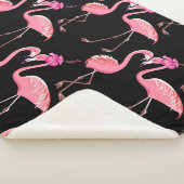 Pink Flamingos: Schwarzer Hintergrund Vintag Sherpadecke (3/4)