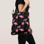 Pink Flamingos: Schwarzer Hintergrund Vintag Tasche (Von Nahem)