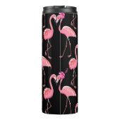 Pink Flamingos: Schwarzer Hintergrund Vintag Thermosbecher (Rückseite)